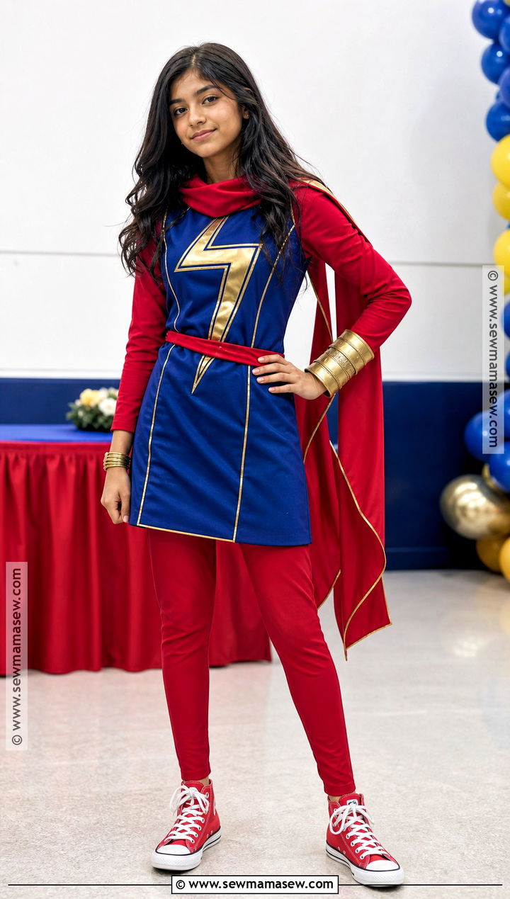 Ms Marvel Costume With Blue Tunic And Red Scarf - 30 super hero costume ideas