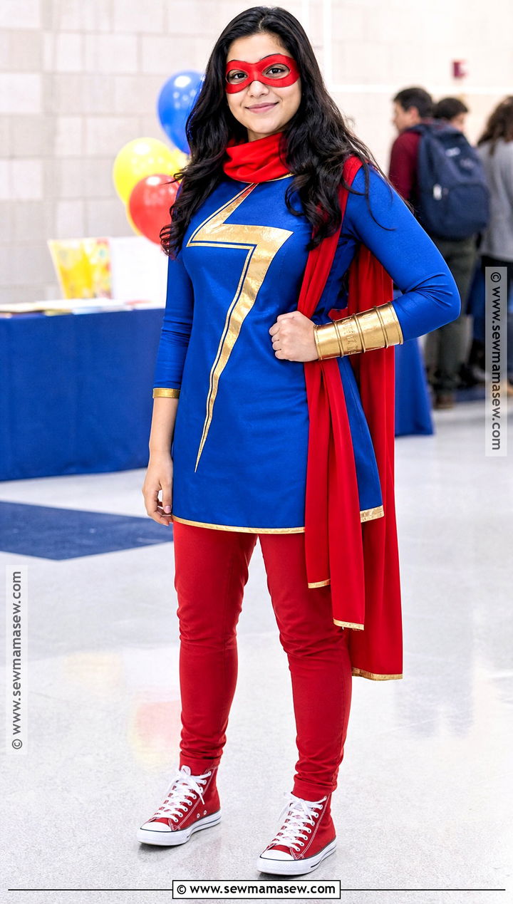 Ms Marvel Costume With Blue Tunic And Red Scarf - 30 avengers costumes
