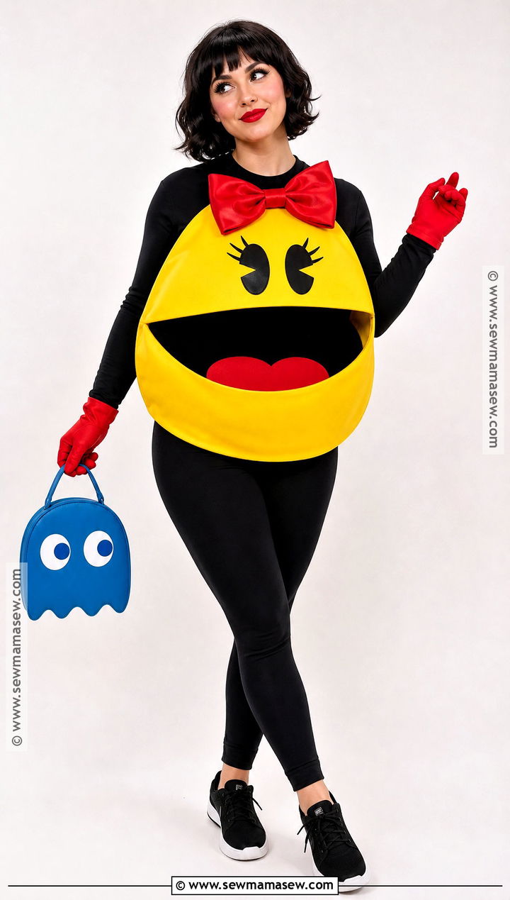 Ms Pac Man Costume With Red Bow - 30 Video Game Halloween Costumes