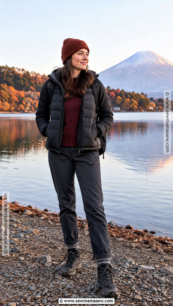 Mt Fuji Autumn Black Puffer Outfit - 20 mt fuji outfit autumn ideas