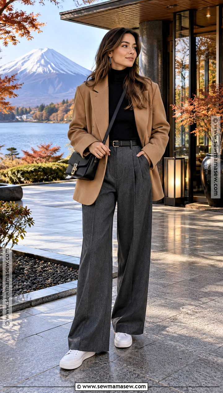 Mt Fuji Autumn Blazer And Trousers Outfit - 20 mt fuji outfit autumn ideas