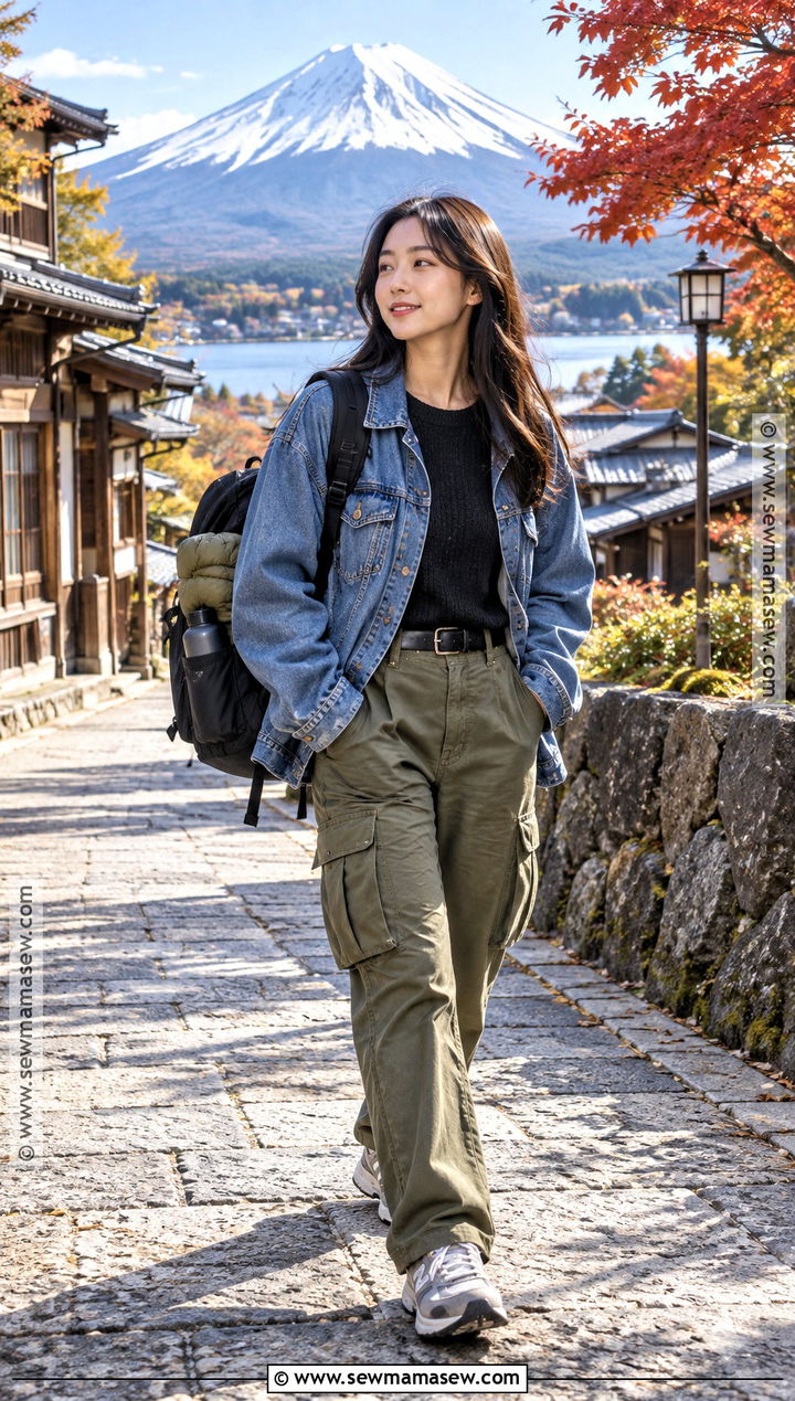 Mt Fuji Autumn Denim Jacket Outfit - 20 mt fuji outfit autumn ideas