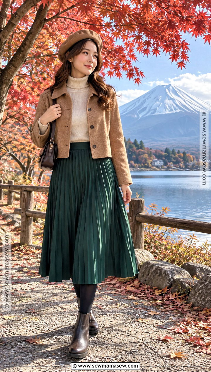Mt Fuji Autumn Midi Skirt Outfit - 20 mt fuji outfit autumn ideas