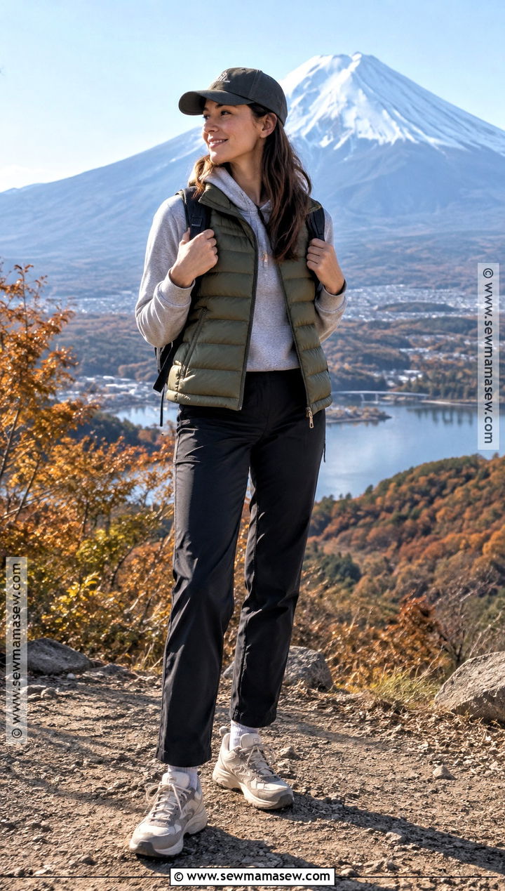 Mt Fuji Autumn Puffer Vest Outfit - 20 mt fuji outfit autumn ideas