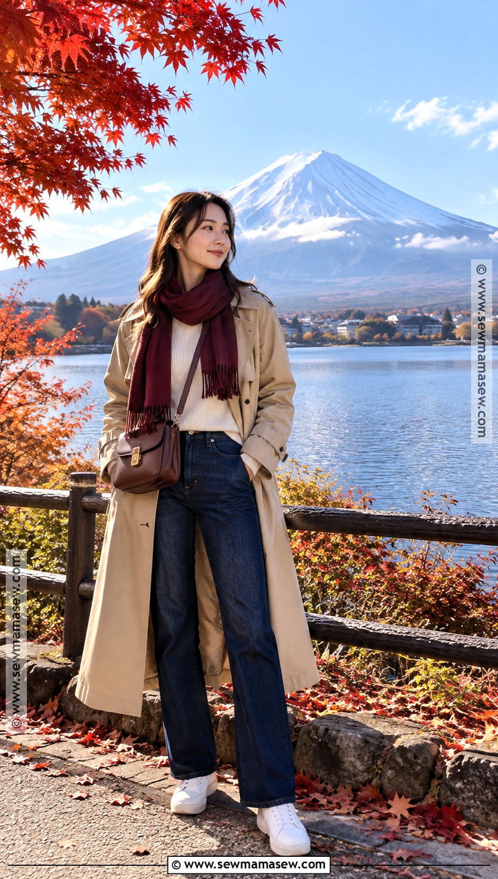 Mt Fuji Autumn Trench Coat Outfit - 20 mt fuji outfit autumn ideas