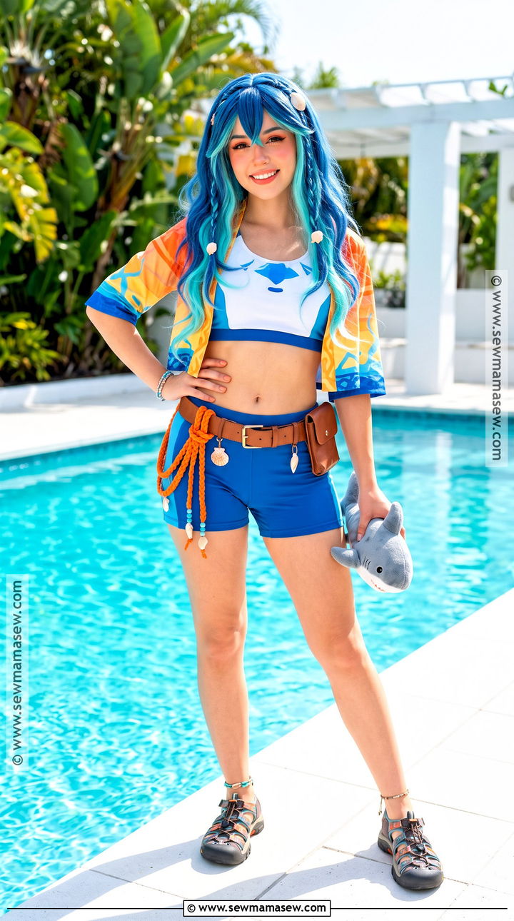 Mualani Cosplay With Blue Beach Outfit - 30 genshin cosplays