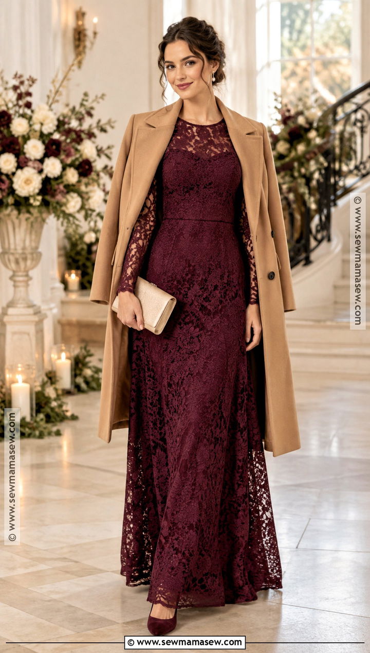 Mulberry Lace Maxi Dress Outfit - 15 november wedding party attire ideas