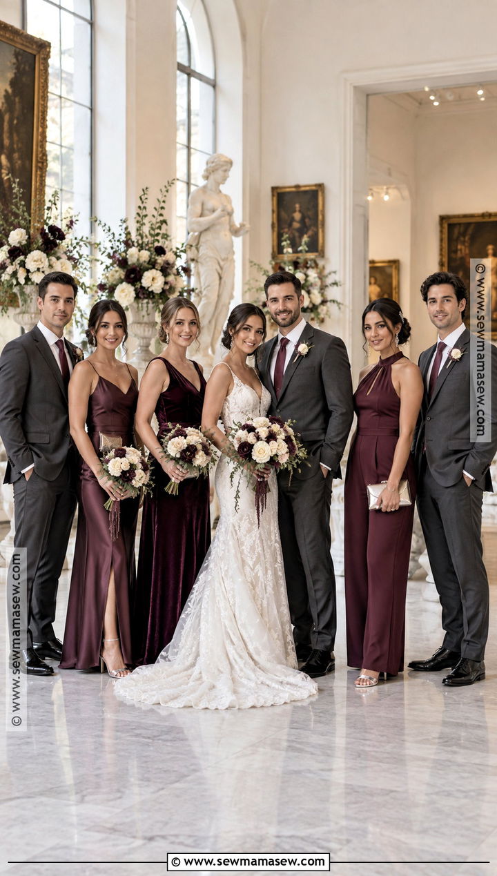 Mulberry and Silver Bridal Party Attire - 15 Fall Bridal Party Attire Color Schemes Ideas