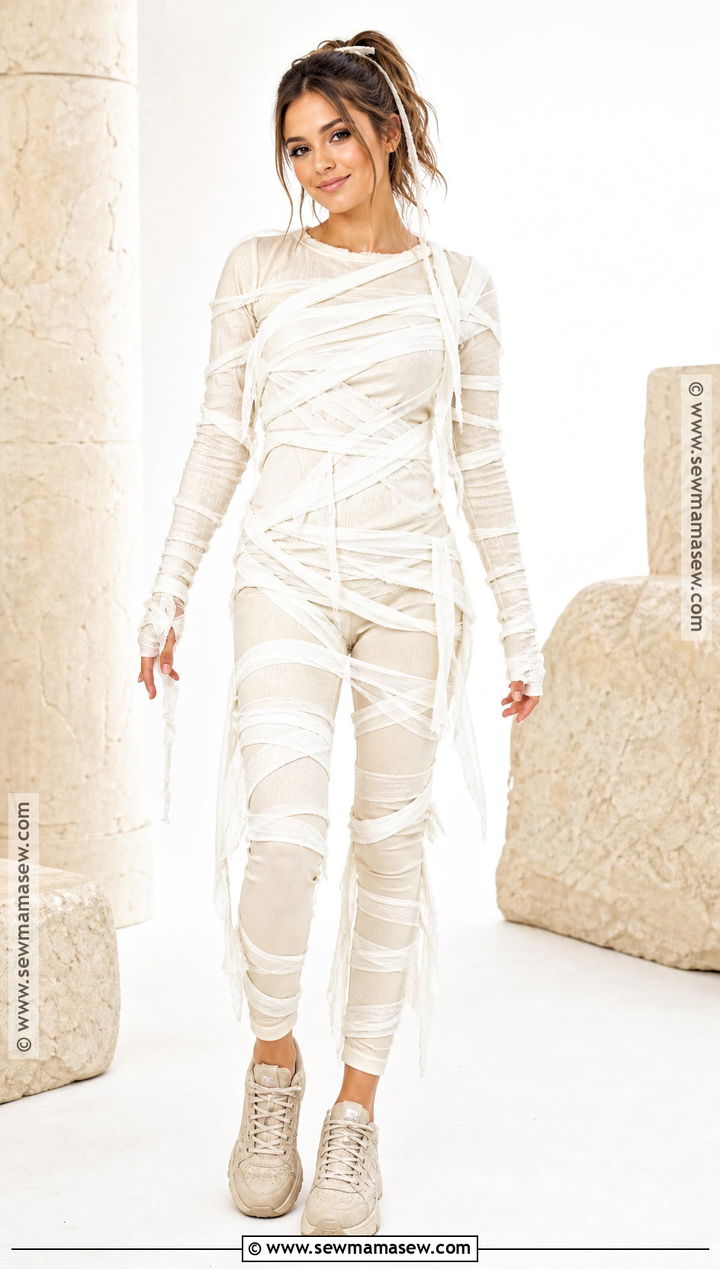 Mummy Costume With Soft Fabric Wraps - 40 cute easy halloween costumes