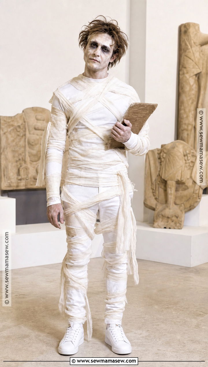 Mummy Costume With White Clothes - 30 Very Simple Halloween Costumes