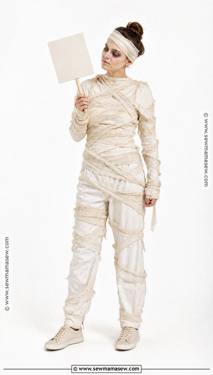 Mummy Costume With White Layers - 30 lazy costume ideas