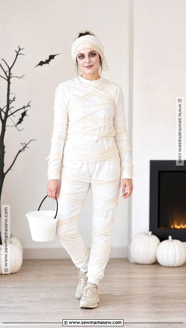 Mummy Costume With White Layers - 35 quick halloween costumes last minute