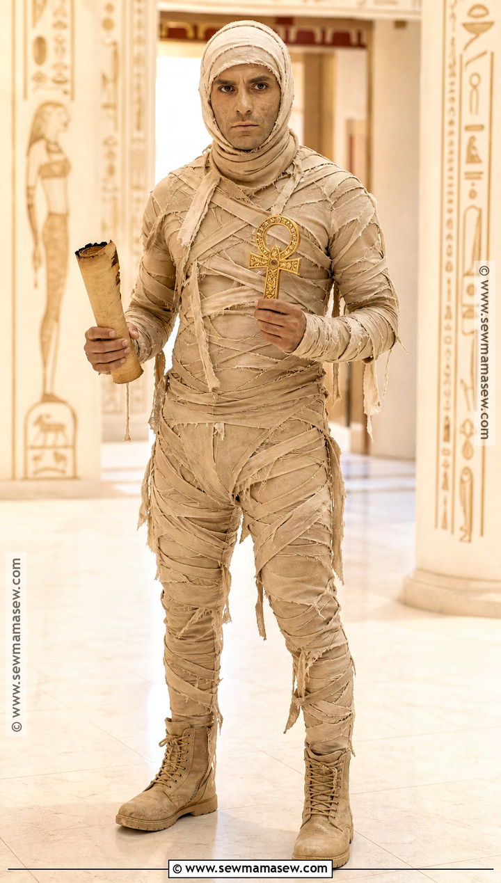 Mummy Costume With Wrapped Linen Layers - 30 scary movie costumes