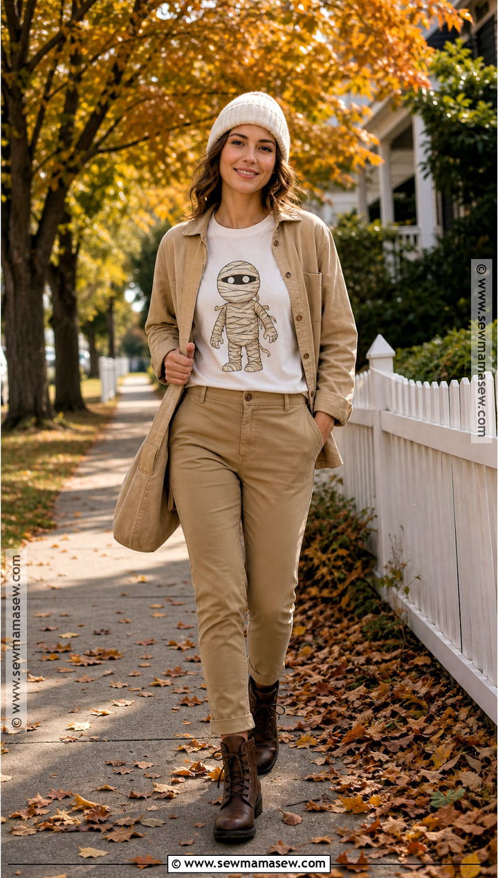 Mummy Halloween Shirt With Khaki Pants - 35 Halloween Shirt Ideas