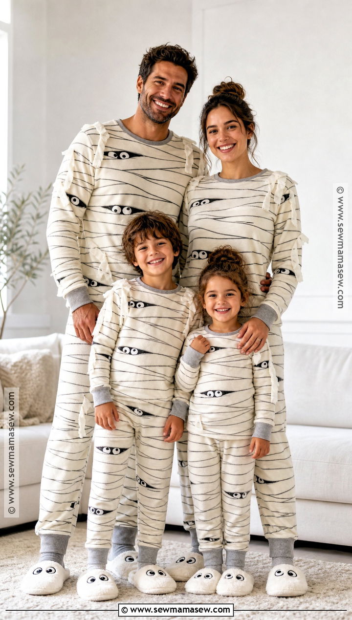 Mummy Print Matching Halloween Pajamas - 30 matching halloween pajamas