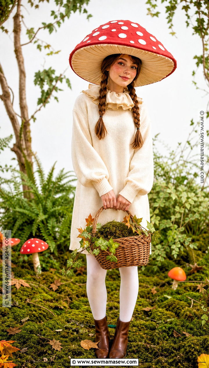 Mushroom Costume With A Spotted Hat - 40 cute easy halloween costumes