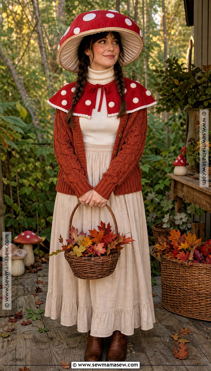 Mushroom Costume With Red Cape - 40 Modest Halloween Costumes