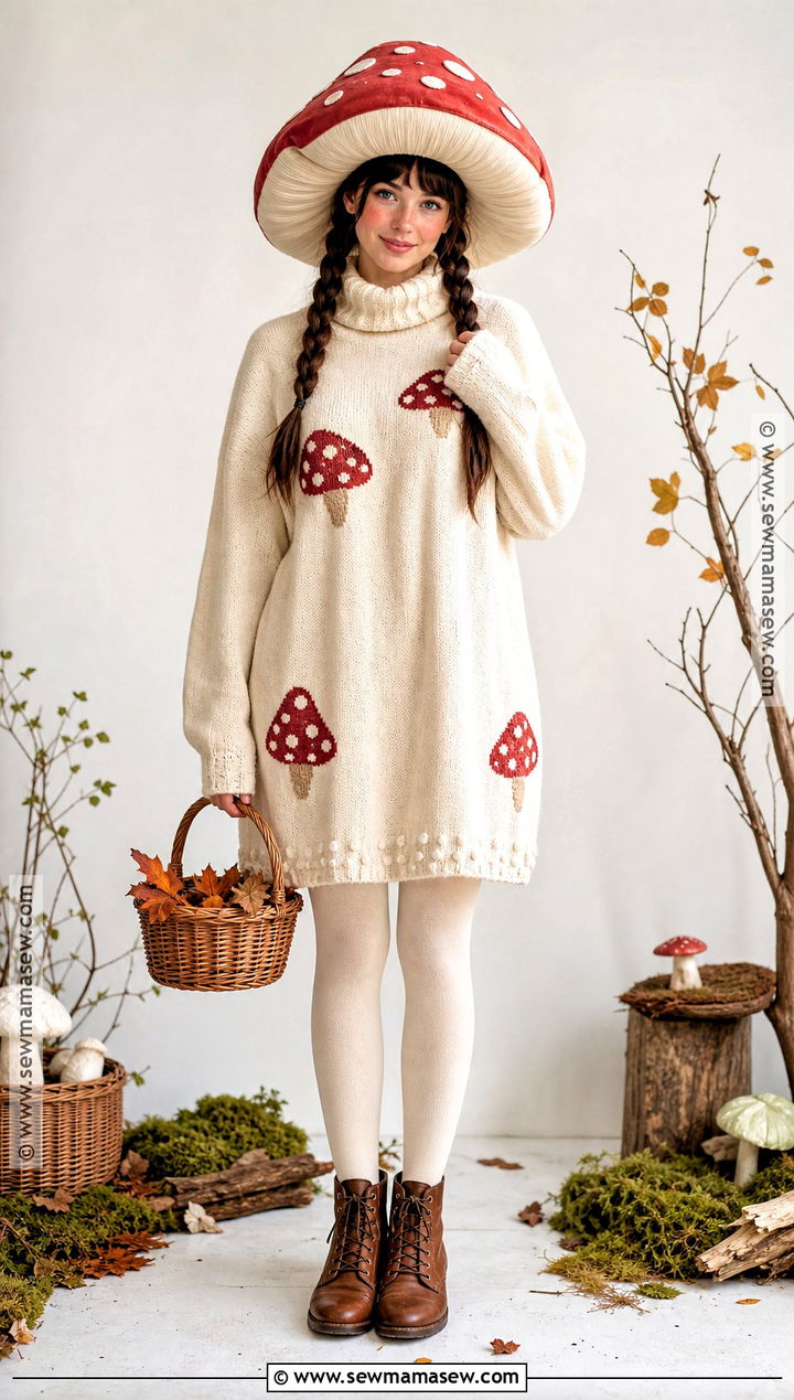 Mushroom Costume With Spotted Cap - 40 cute halloween costume ideas