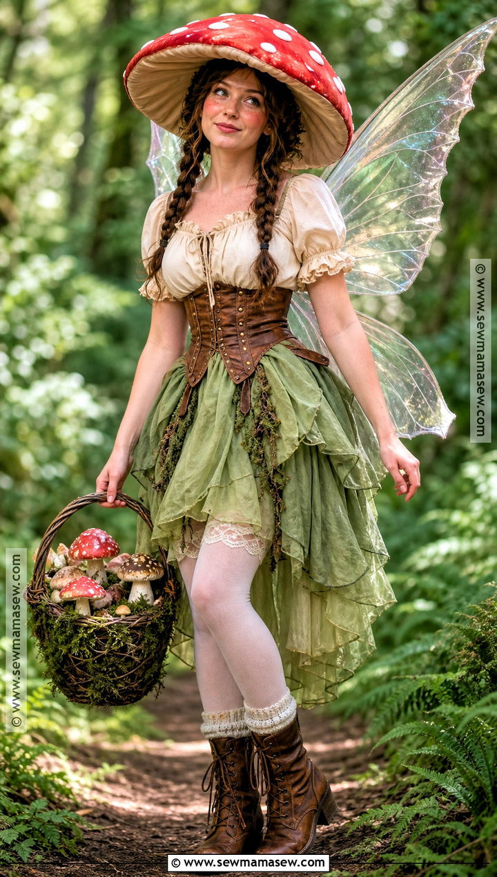 Mushroom Fairy Costume With Red Spotted Hat - 35 halloween aesthetic costume ideas