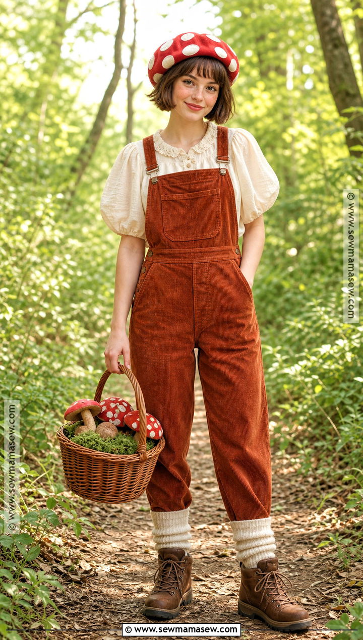 Mushroom Forager Costume With Brown Bob - 30 short brown hair costume ideas