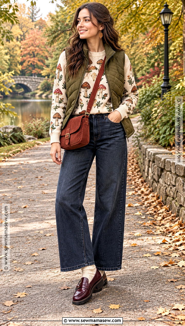 Mushroom Print Sweater Fall Outfit - 25 whimsical fall outfits
