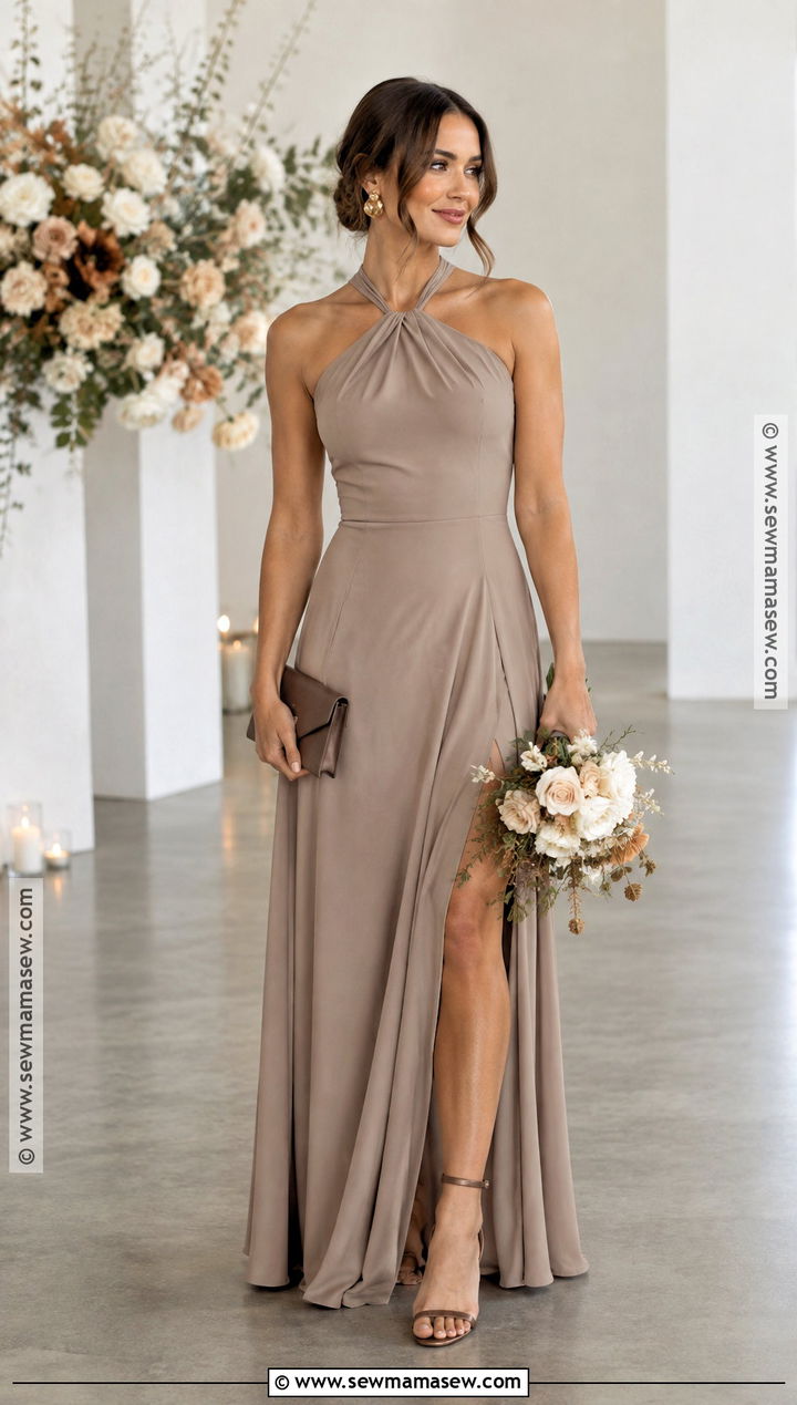 Mushroom Taupe Halter Bridesmaid Dress - 15 Muted Fall Bridesmaid Dresses