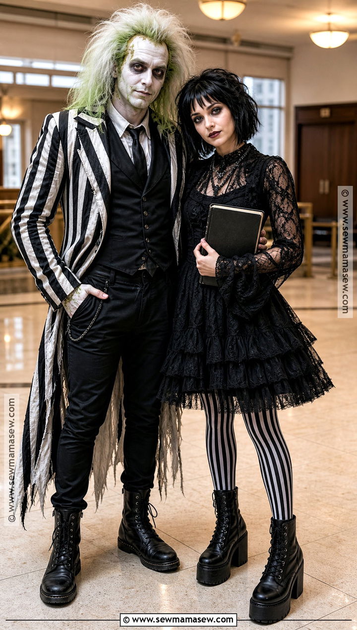 Musical Beetlejuice And Lydia Costume - 30 beetlejuice couple costume ideas