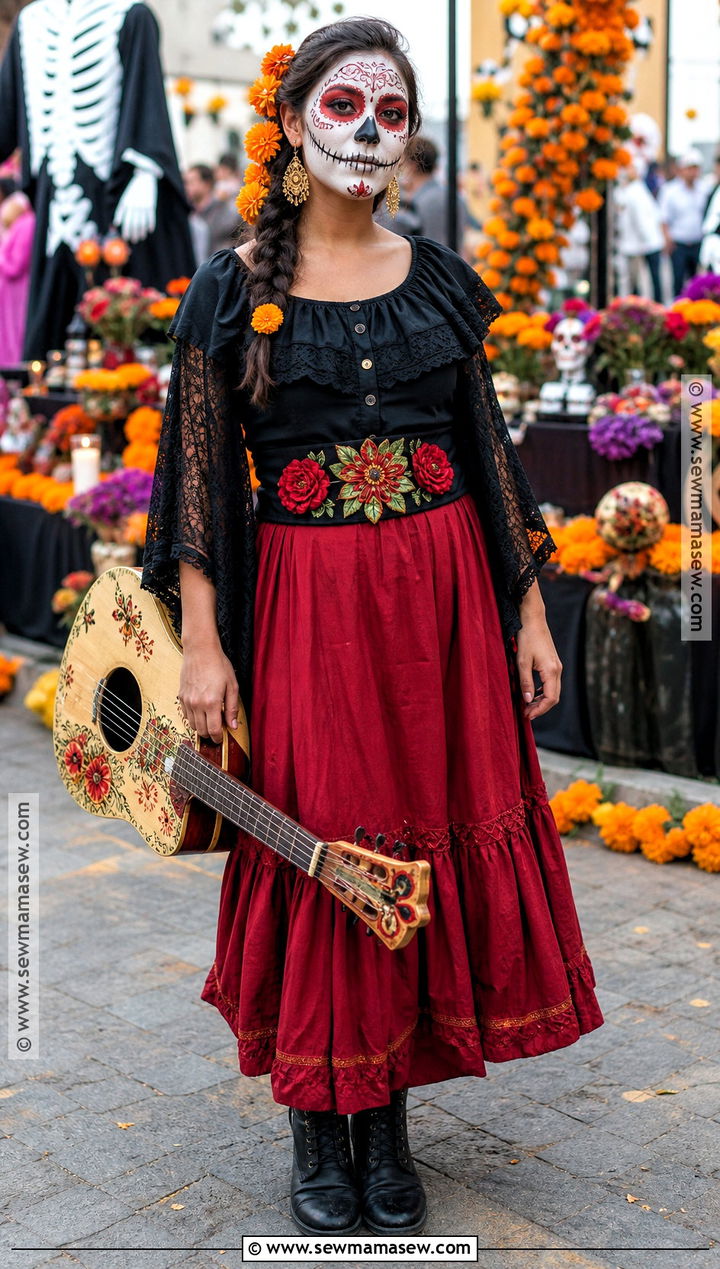 Musician Catrina Costume - 30 dia de los muertos costumes for women