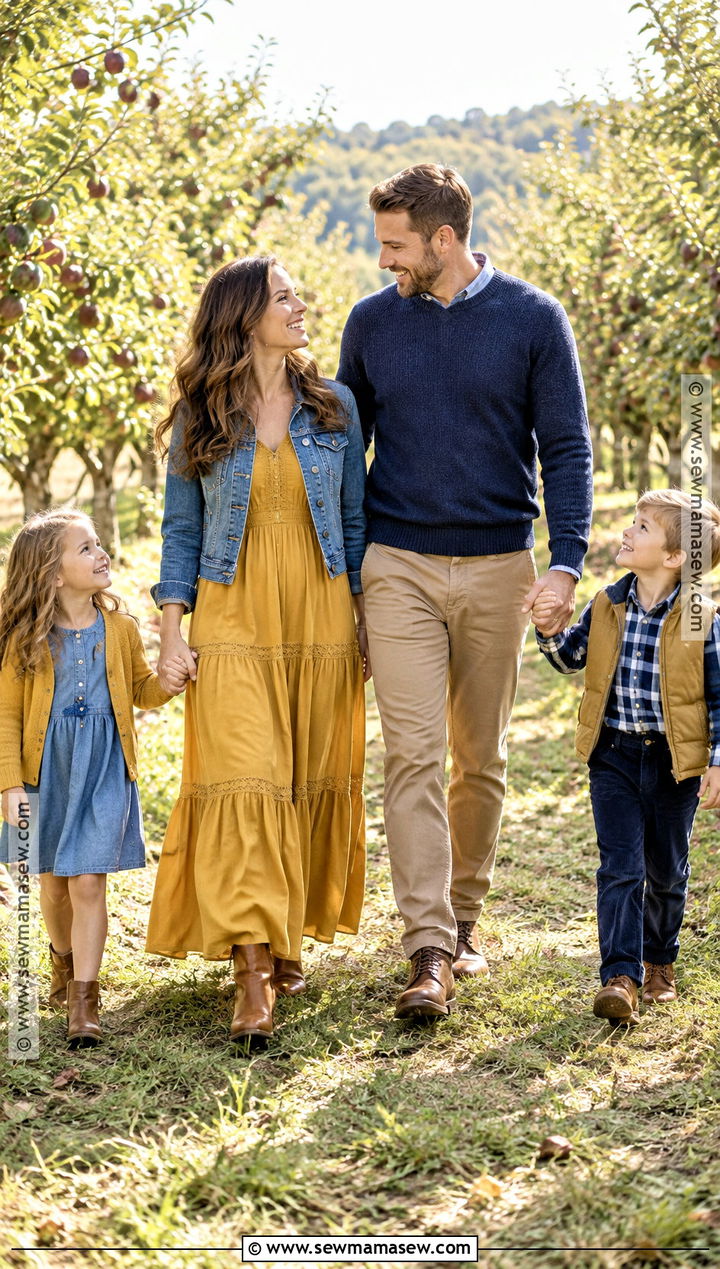 Mustard And Blue Fall Family Picture Outfits - 15 Family Pictures Matching Outfits Fall