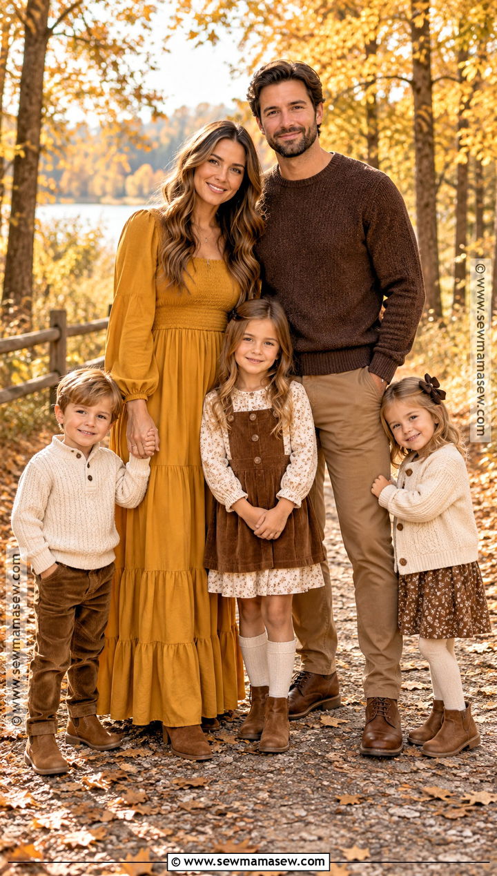 Mustard And Brown Family Photoshoot Outfit - 25 Fall Photoshoot Outfits for Family