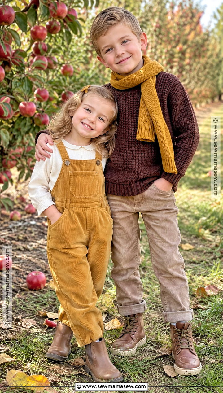 Mustard And Brown Sibling Fall Outfit - 15 Sibling Fall Photoshoot Outfits