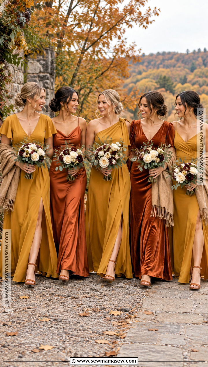 Mustard And Burnt Orange Fall Bridesmaid Dresses - 15 Non Matching Bridesmaid Dresses Fall