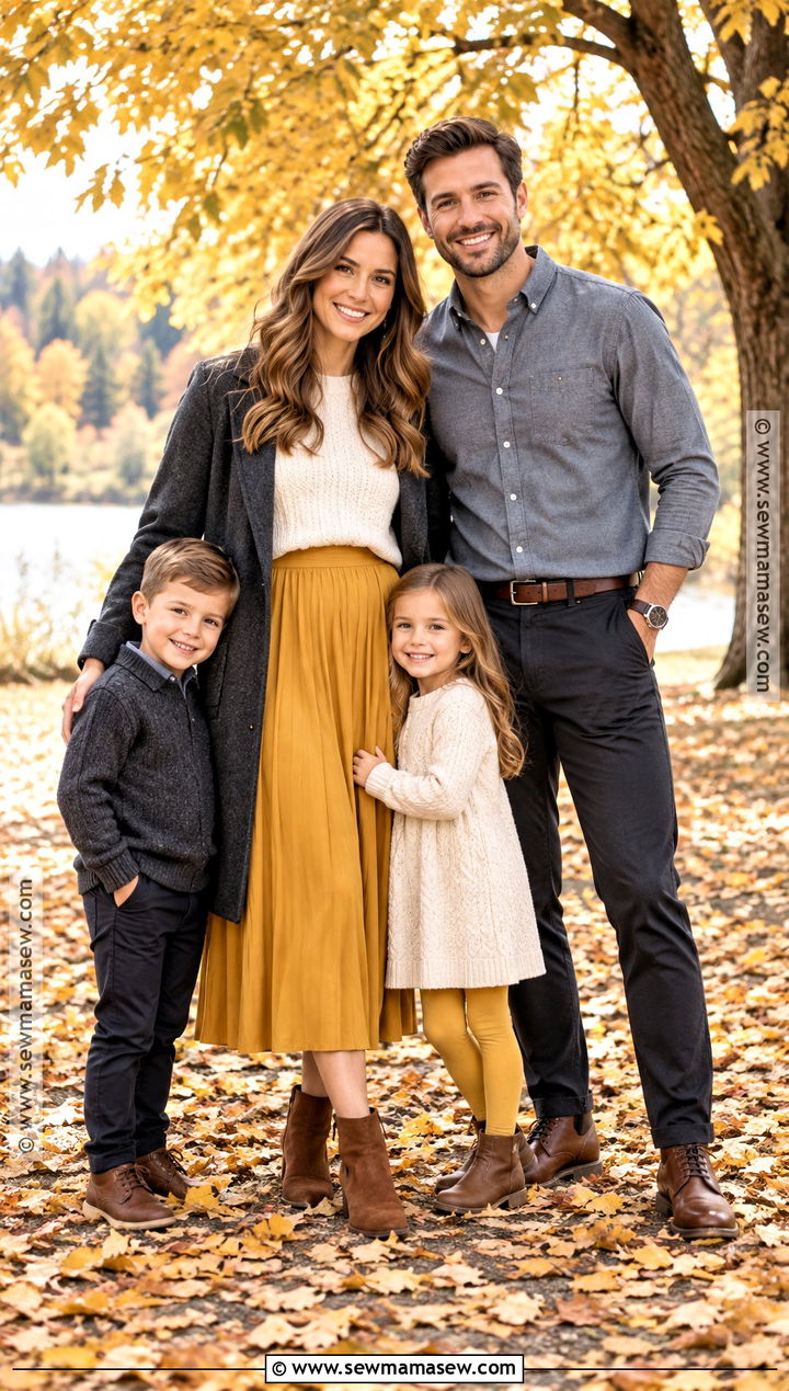 Mustard And Charcoal Fall Family Photo Outfit - 20 fall outfit photoshoot family pics ideas