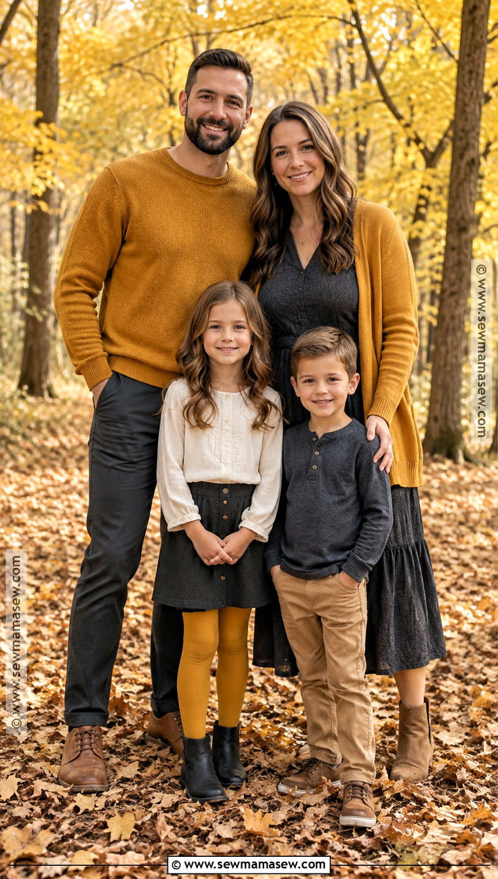 Mustard And Charcoal Fall Family Portrait Outfit - 20 fall portrait outfits for family