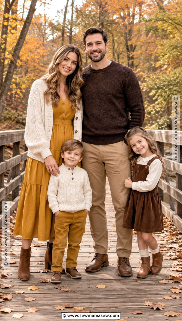 Mustard And Chocolate Family Portrait Outfit - 20 Fall Family Portraits Outfits