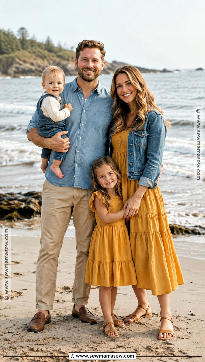 Mustard And Denim Beach Family Outfit - 15 fall family pictures outfits beach