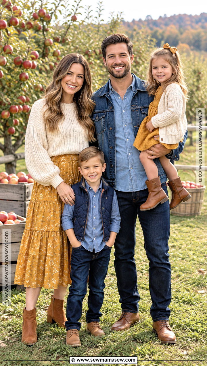 Mustard And Denim Fall Family Photo Outfits - 15 fall family photo style guide ideas