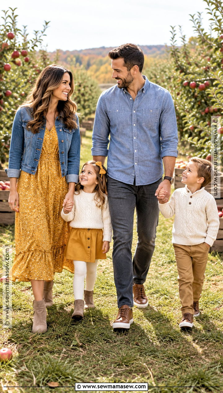 Mustard And Denim Fall Family Photoshoot Outfit - 20 fall family photoshoot outfits