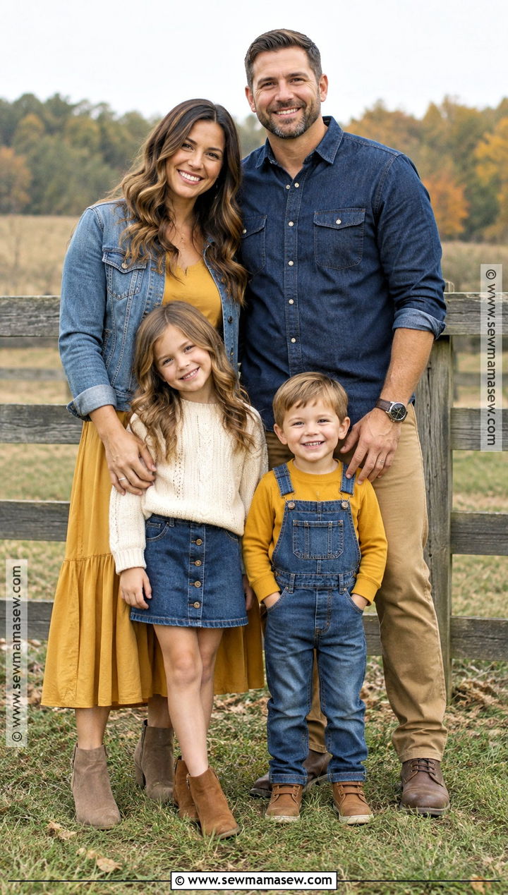 Mustard And Denim Fall Family Picture Outfit - 15 clothes for fall family pictures