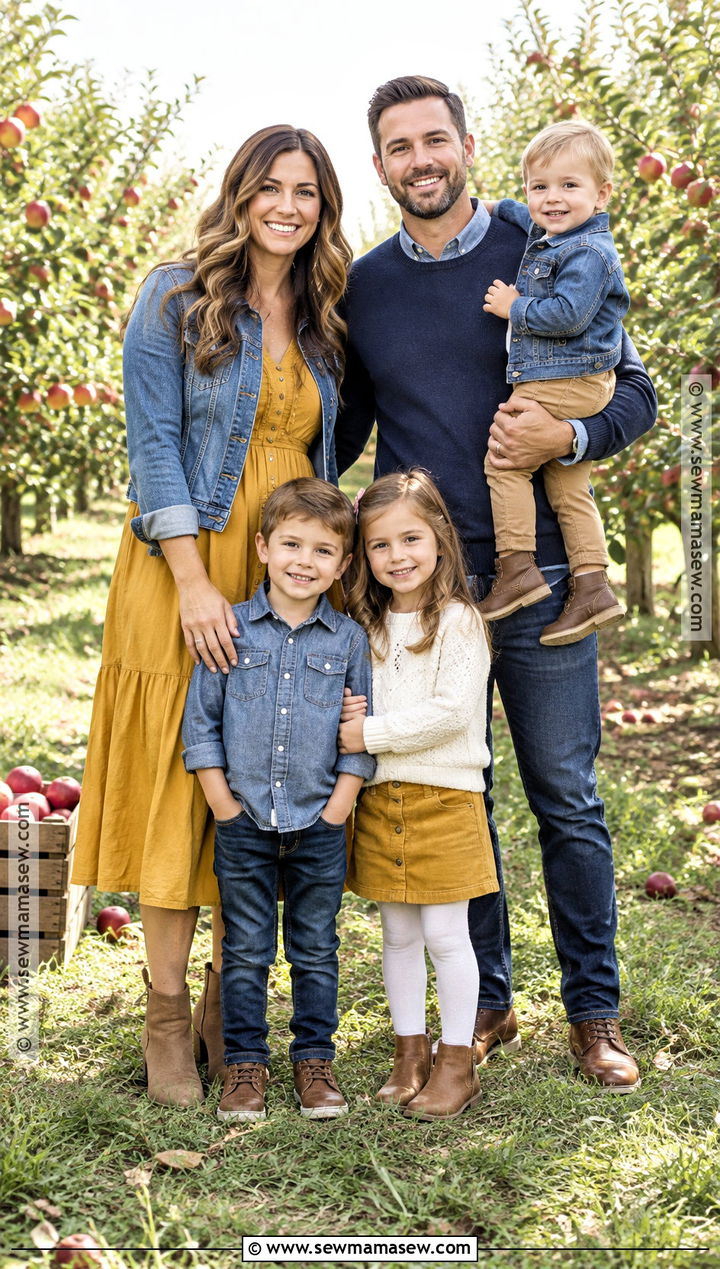 Mustard And Denim Family Photoshoot Outfit - 25 autumn family photoshoot outfits