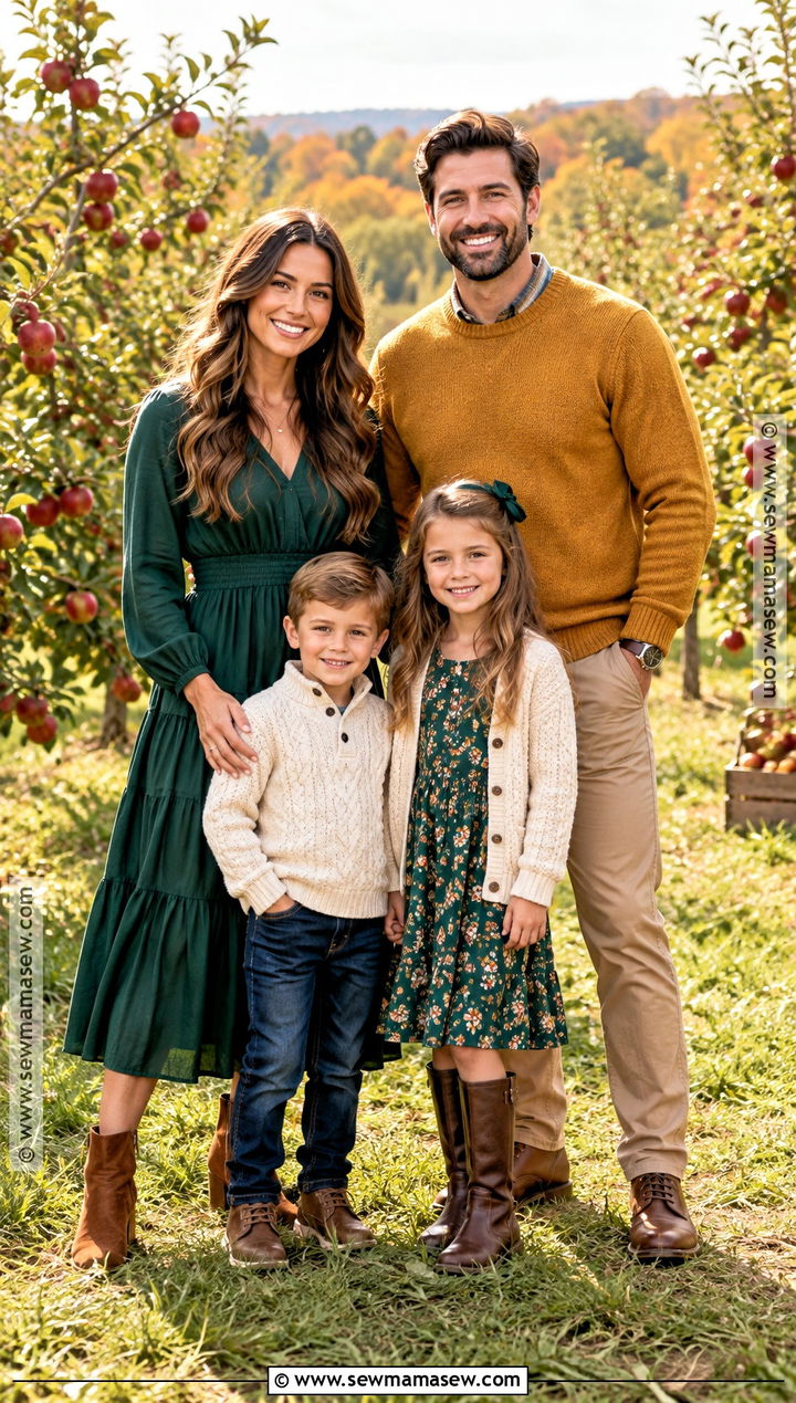 Mustard And Forest Green Fall Family Photo Outfits - 15 family photo outfits ideas fall