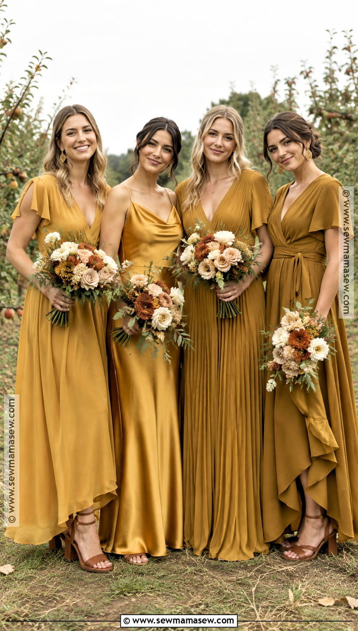 Mustard And Marigold Bridesmaid Dresses - 15 Fall Mix Matched Bridesmaid Dresses