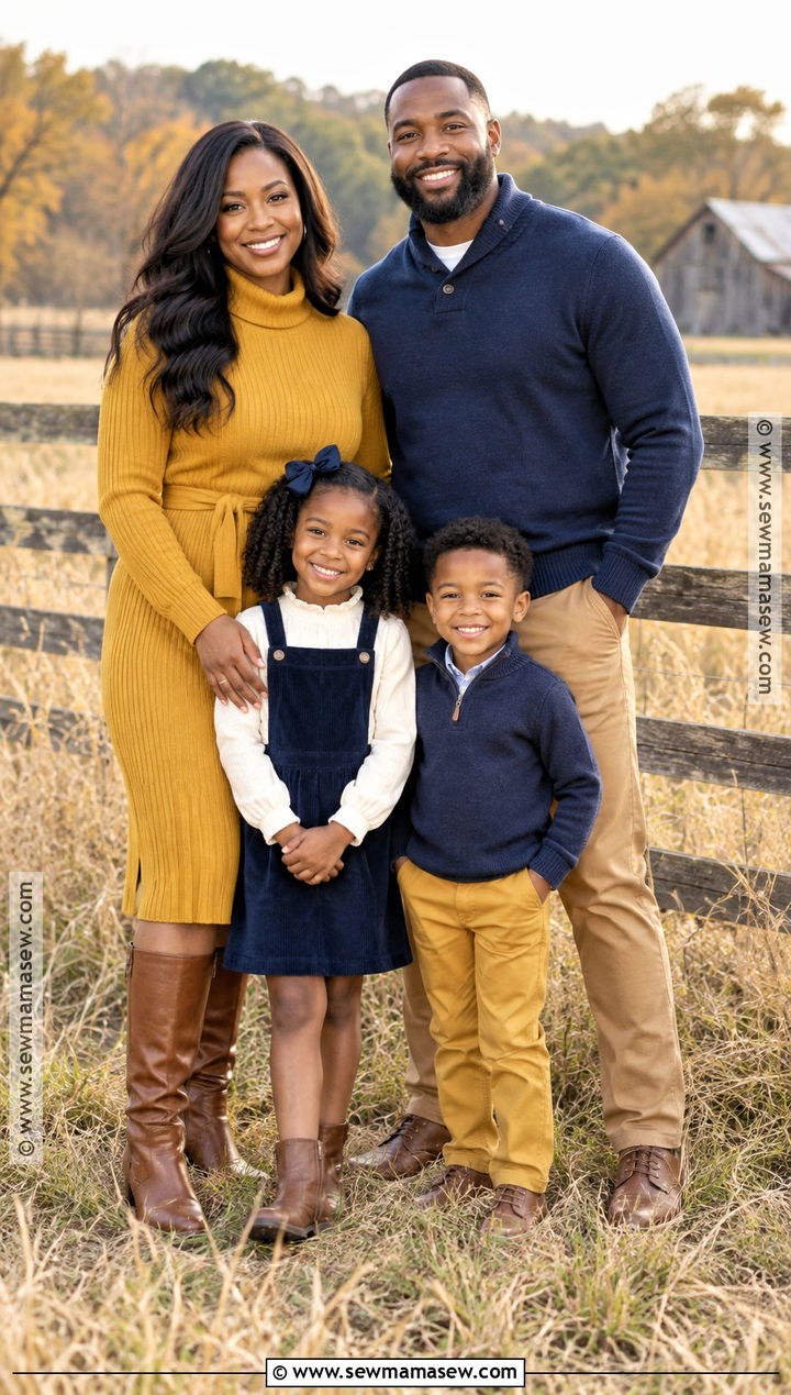 Mustard And Navy Fall Family Outfits - 15 fall photoshoot outfits family black