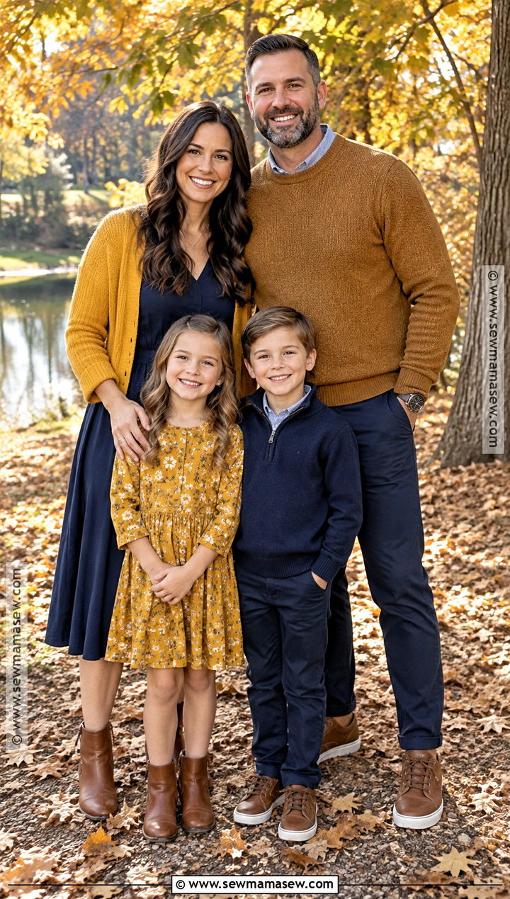 Mustard And Navy Fall Family Photo Outfits - 15 family pics fall outfits