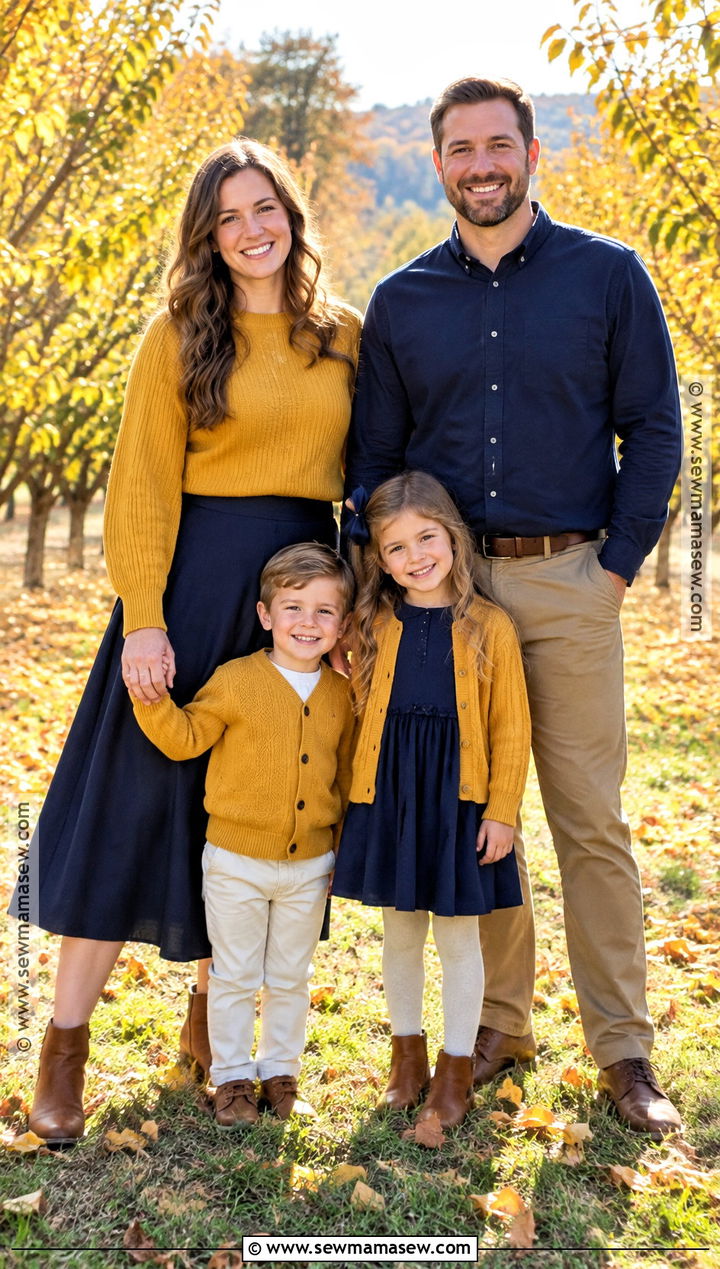 Mustard And Navy Fall Family Photo Outfits - 15 fall family photo outfit ideas