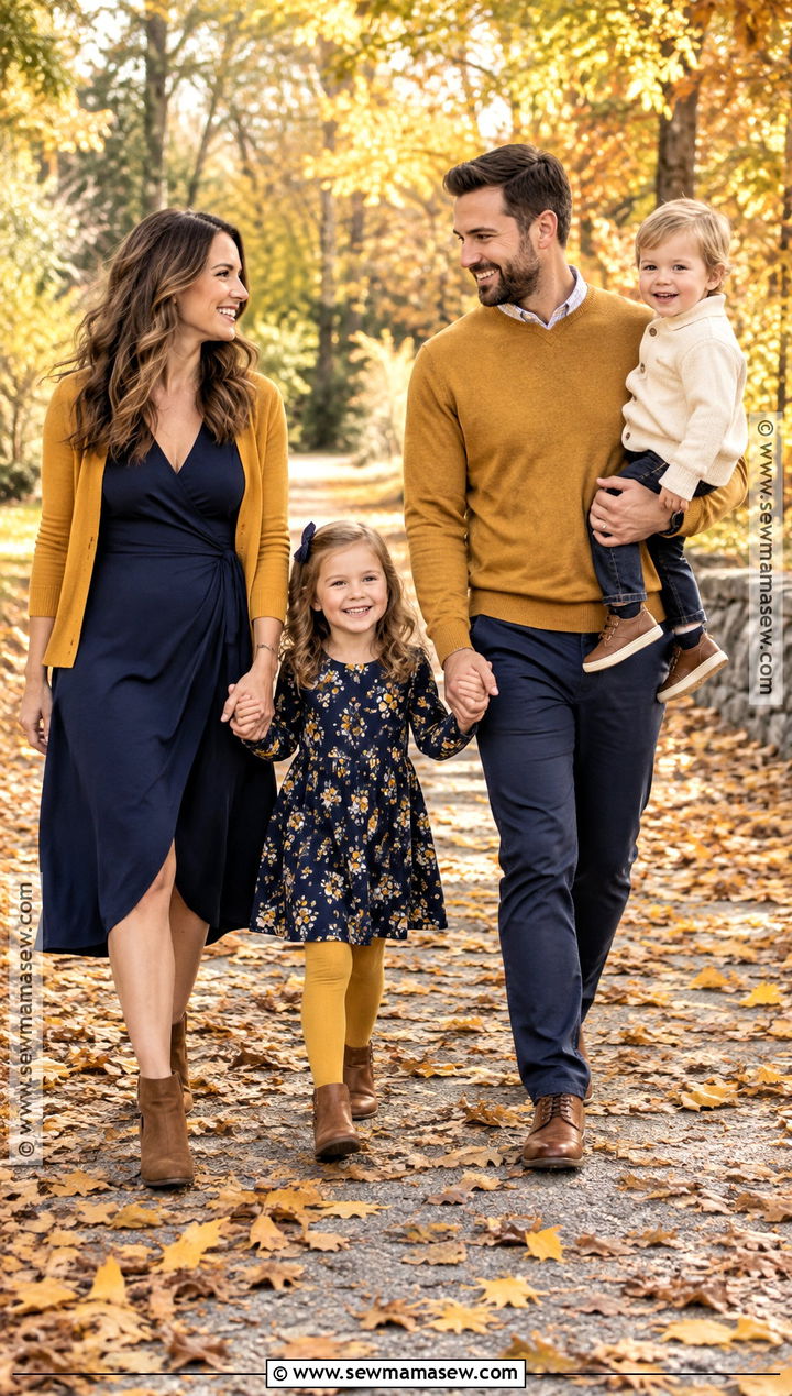 Mustard And Navy Fall Family Portrait Outfits - 15 family portraits outfits fall