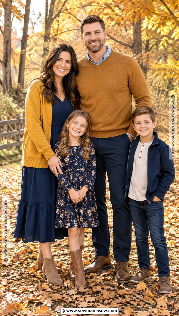 Mustard And Navy Fall Family Session Outfit - 15 fall session outfits for family