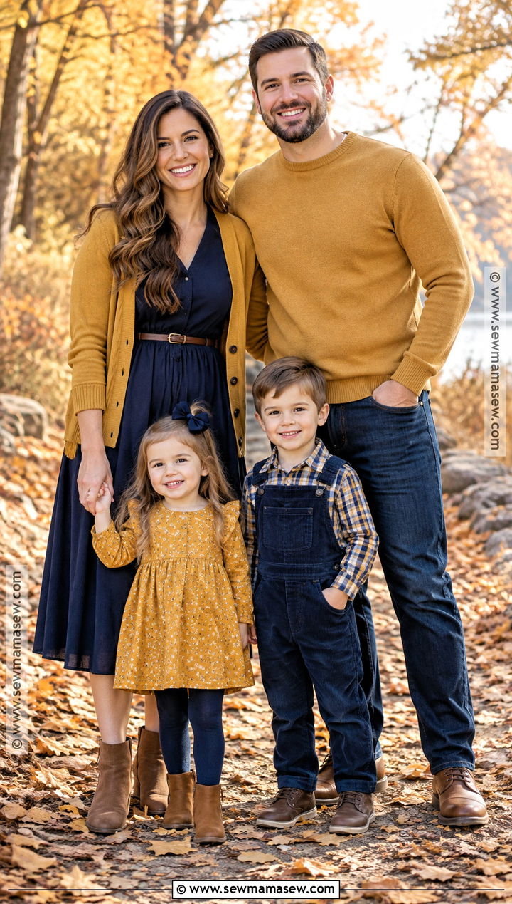 Mustard And Navy Family Photo Outfits - 20 fall winter family photo outfits