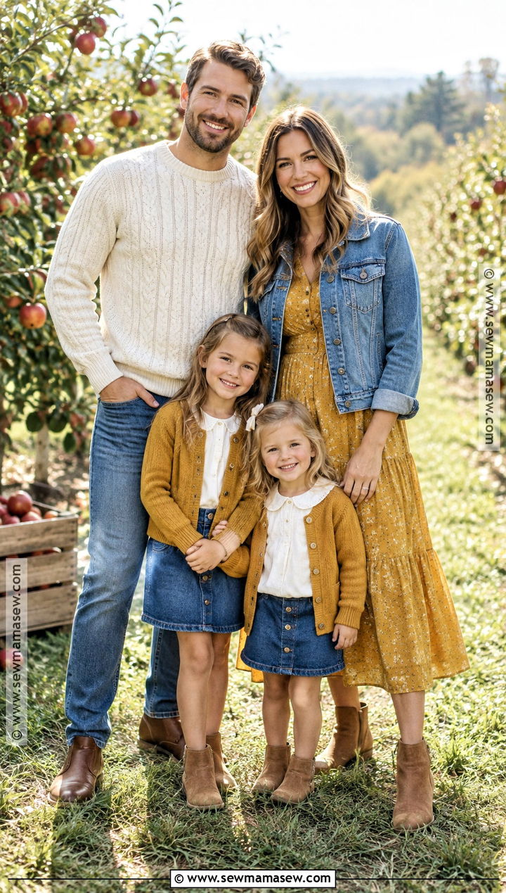 Mustard Cream And Denim Family Outfit - 15 fall matching outfits for family