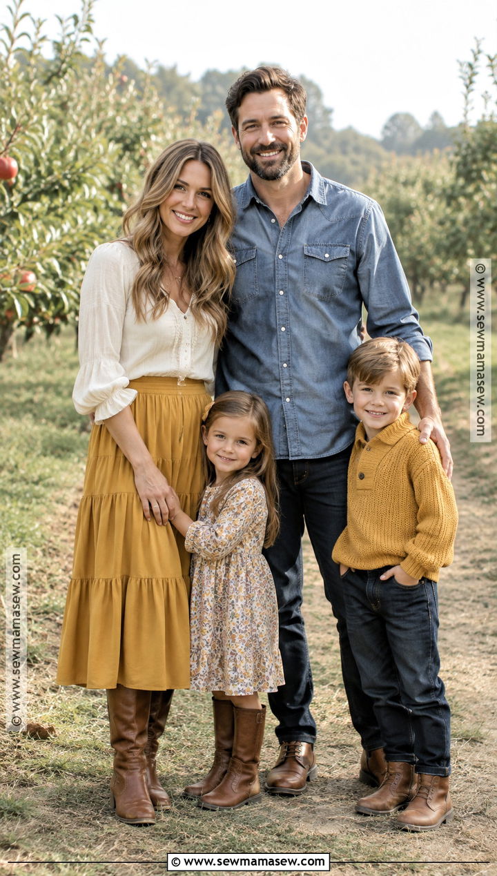 Mustard Denim And Cream Fall Family Photo Outfits - 25 fall family photo outfits